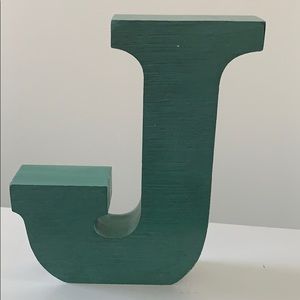 Green Wooden letter “J” decor